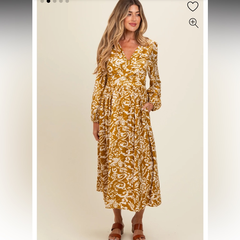 Floral Long Sleeve Midi Dress Maternity Friendly